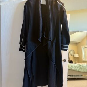 Black Long Cardigan with White Trim